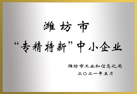 山东BG大游集团获批潍坊市“专精特新”声誉
